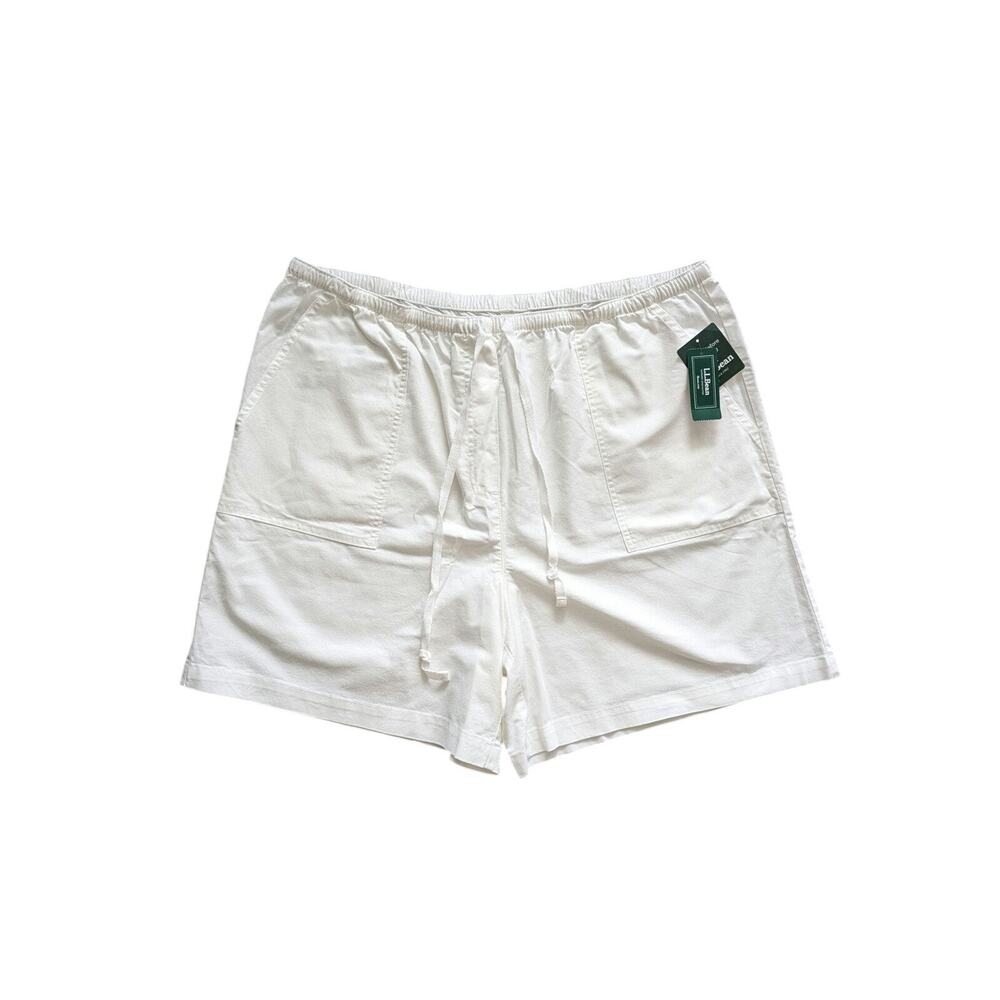 NWT L.L.Bean Sunwashed Canvas Shorts Womens XL White Cotton Classic Fit Coastal